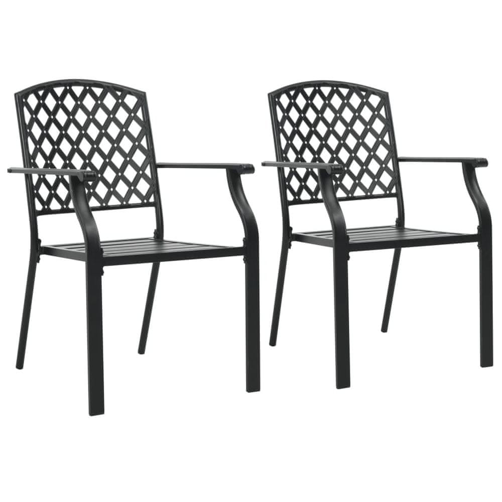 Vidaxl Stohovateľné vonkajšie stoličky 2 ks, oceľ, čierne